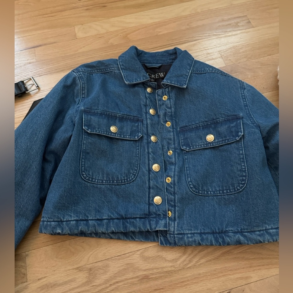 J. Crew Blue Denim Jacket with Gold Buttons